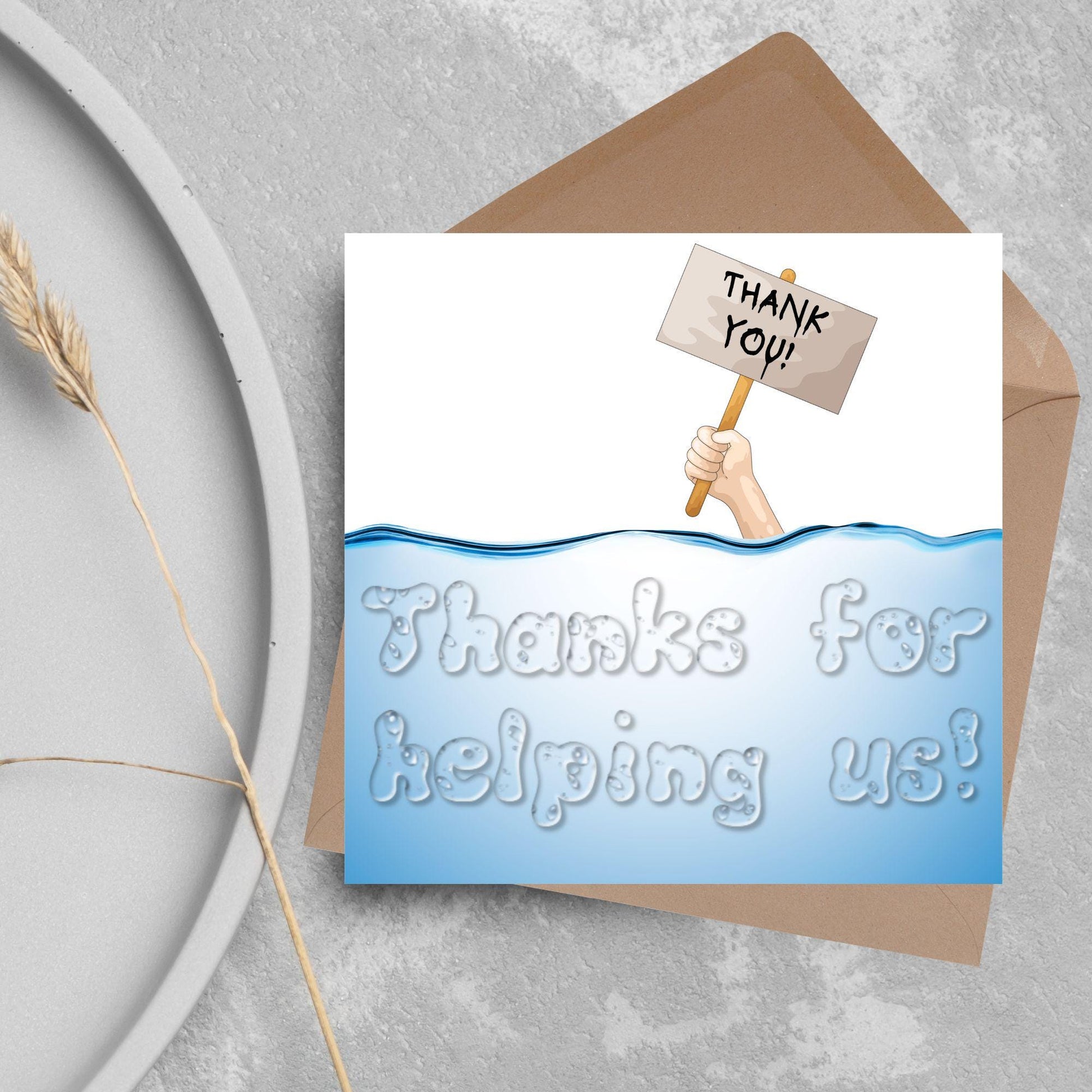 Thank You Card for Plumber, Plumbing Card, Flood Thanks, Coastguard