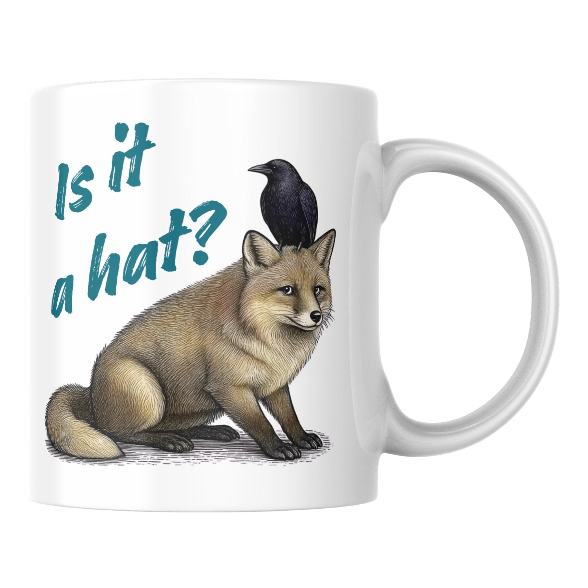 Fox and Crow Mug, Cute Coffee Cup, Corvid, Funny Gift for Fox Lover