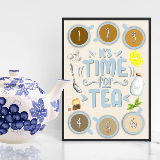 Kitchen Tea Choice Poster, Tea Chart, Tea Menu, Print for Kitchen, Teapot, Gift for Tea lover