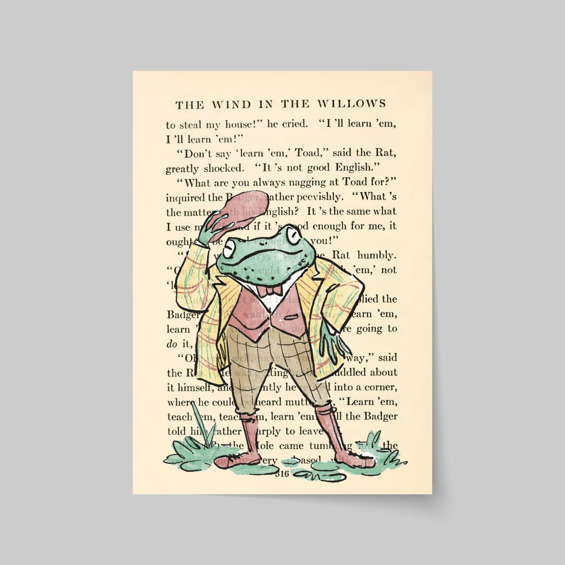 Wind in the Willows Inspired Book Prints, Choice of Characters, Literary A4 Poster, Book Wall Art