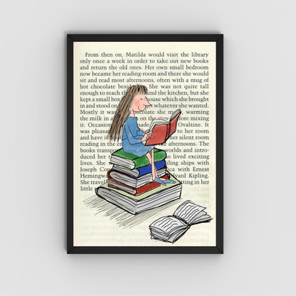 Matilda Inspired A4 Print, High Quality Wall Art, Book Art, Roald Dahl Nursery Decor