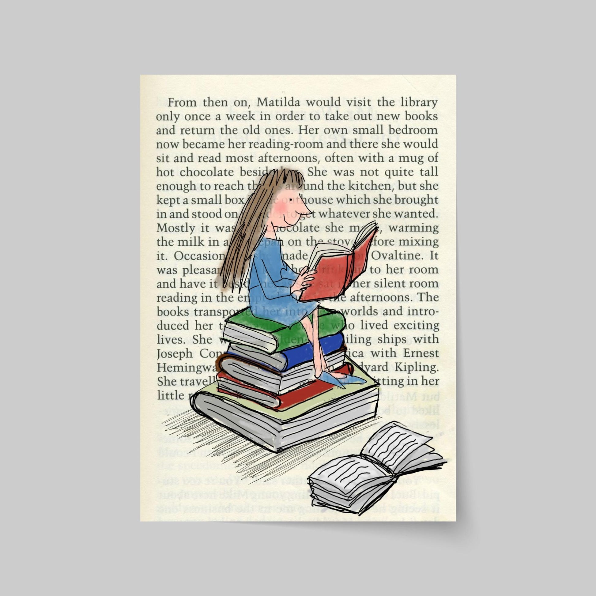 Matilda Inspired A4 Print, High Quality Wall Art, Book Art, Roald Dahl Nursery Decor