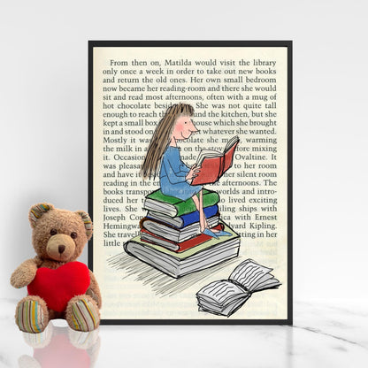 Matilda Inspired A4 Print, High Quality Wall Art, Book Art, Roald Dahl Nursery Decor