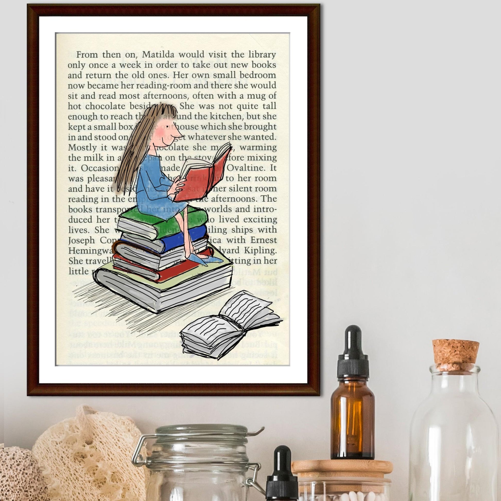 Matilda Inspired A4 Print, High Quality Wall Art, Book Art, Roald Dahl Nursery Decor