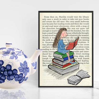Matilda Inspired A4 Print, High Quality Wall Art, Book Art, Roald Dahl Nursery Decor