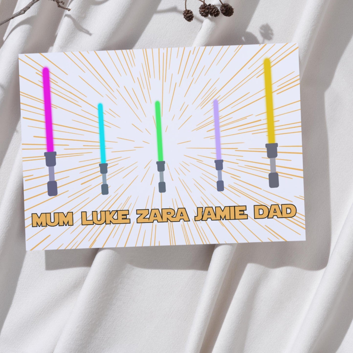 Personalised Star Wars Inspired Family Name Wall Art, Simple Design