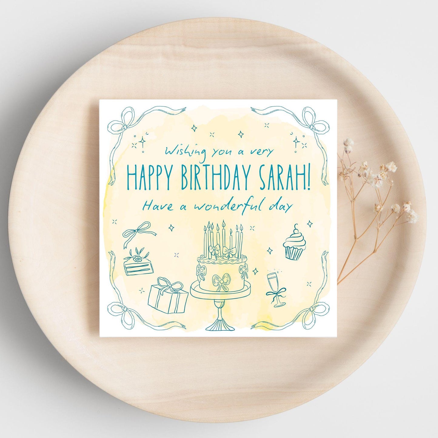 Personalised Birthday Card, Card for Sister, Girly Card, Choice of Colours and Messages, Card for Friend