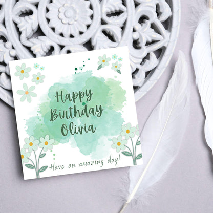 Personalised Birthday Card, Card for Sister, Girly Card, Choice of Colours, Card for Friend, Name Card, Happy Birthday
