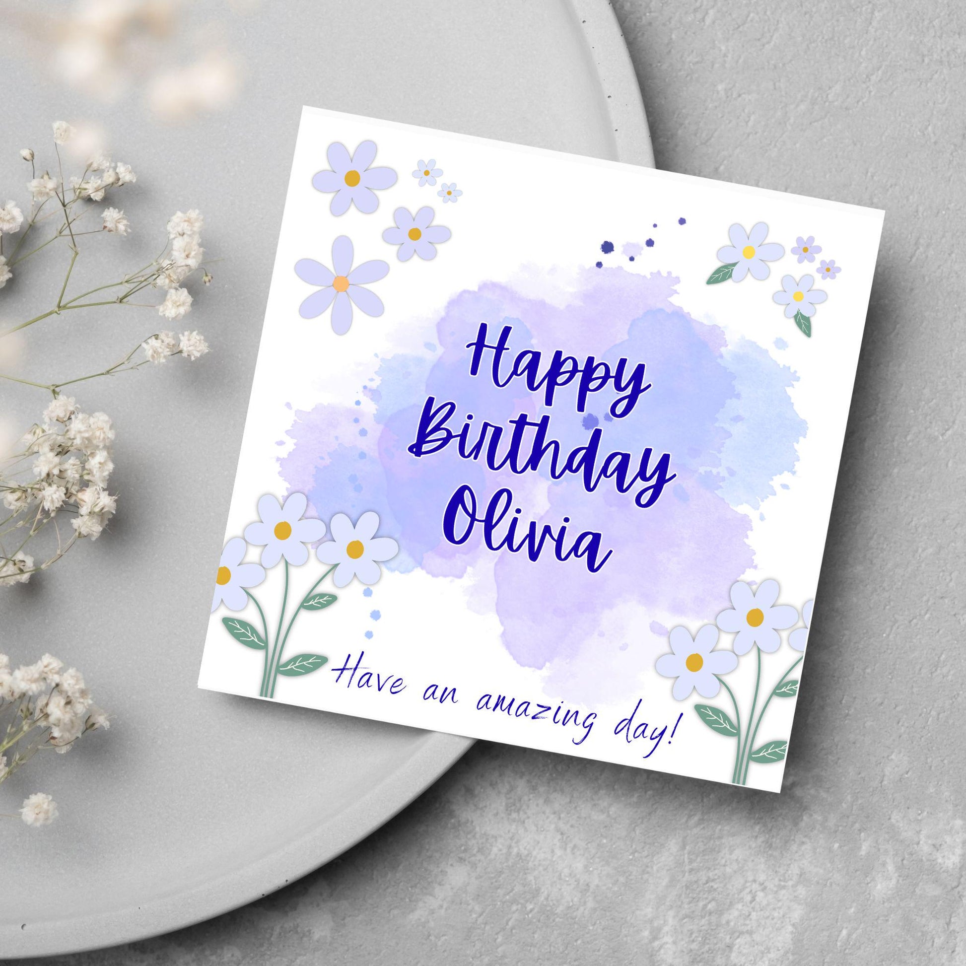 Personalised Birthday Card, Card for Sister, Girly Card, Choice of Colours, Card for Friend, Name Card, Happy Birthday