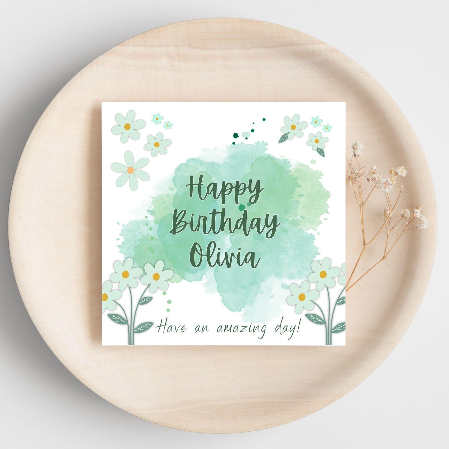 Personalised Birthday Card, Card for Sister, Girly Card, Choice of Colours, Card for Friend, Name Card, Happy Birthday