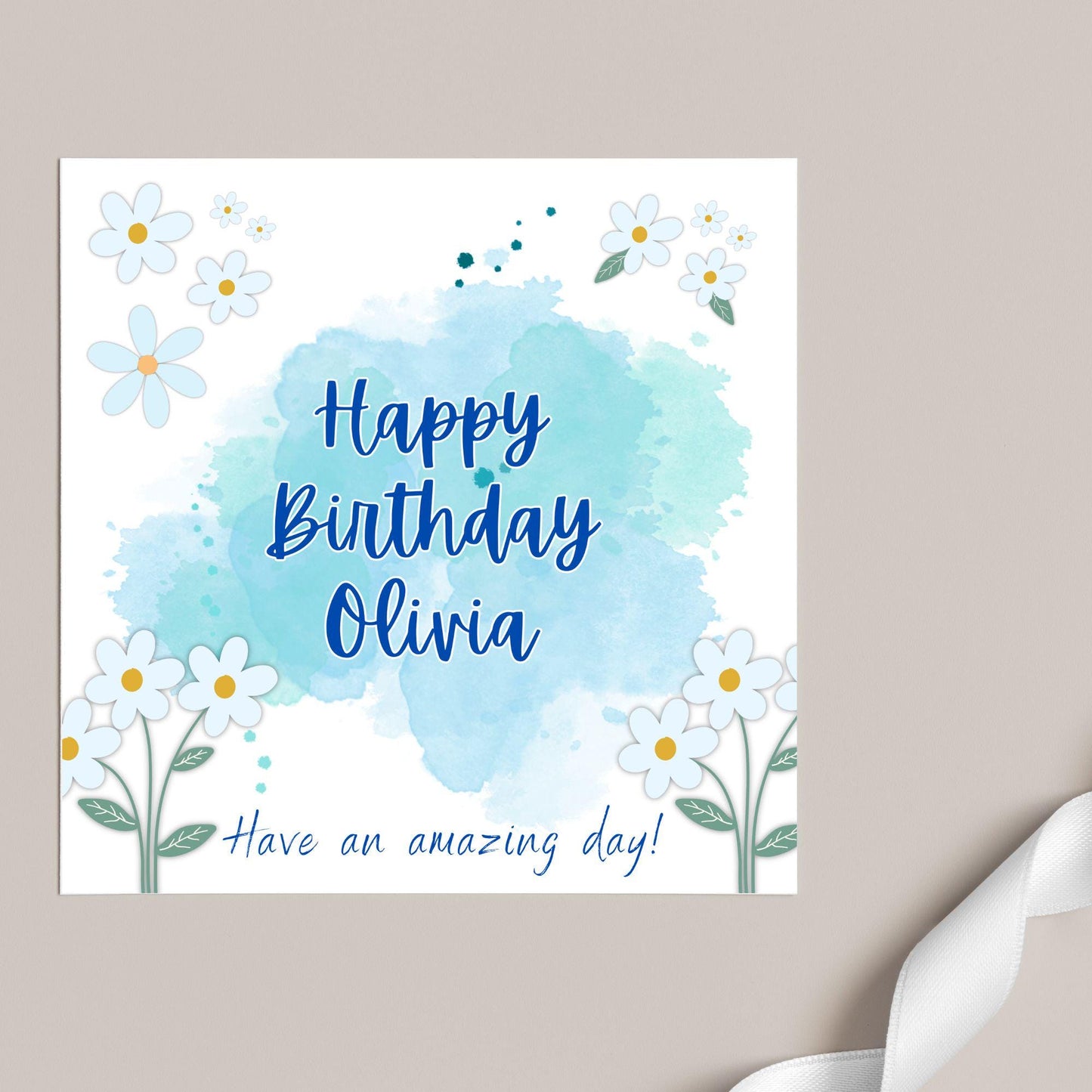 Personalised Birthday Card, Card for Sister, Girly Card, Choice of Colours, Card for Friend, Name Card, Happy Birthday