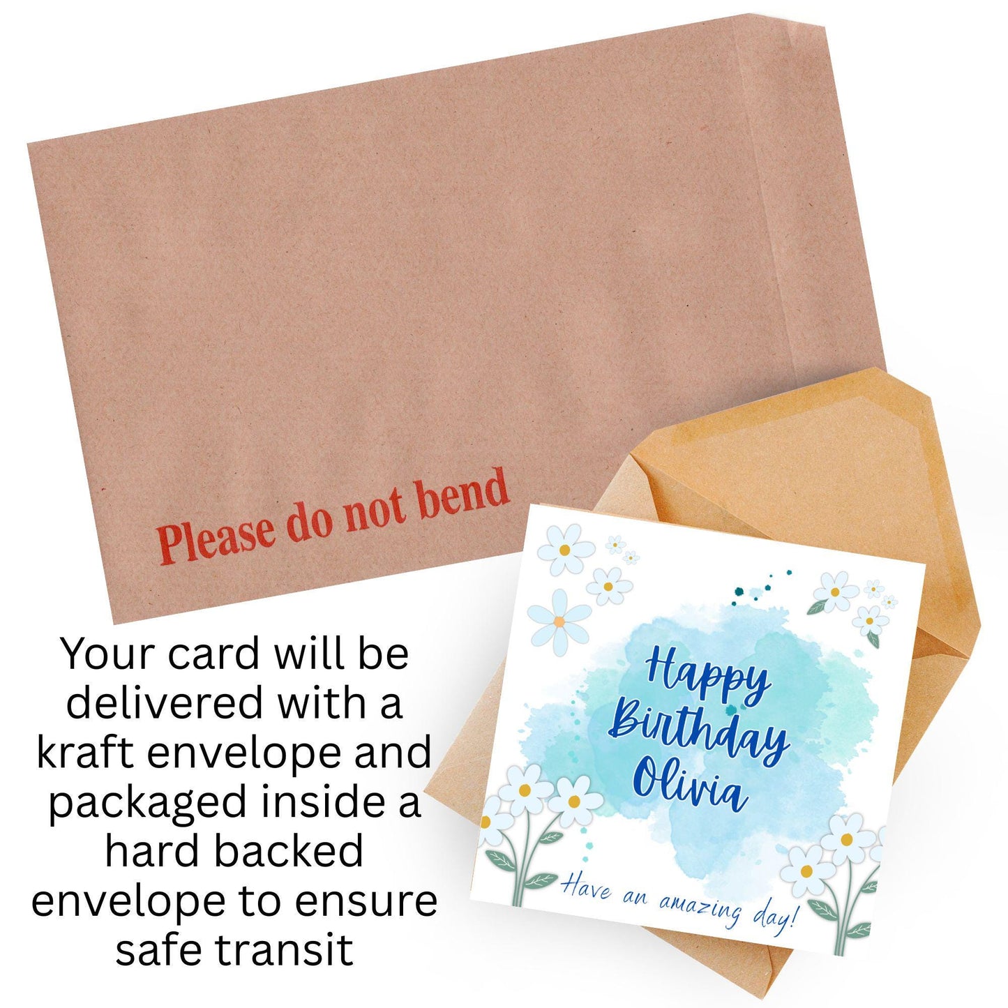 Personalised Birthday Card, Card for Sister, Girly Card, Choice of Colours, Card for Friend, Name Card, Happy Birthday