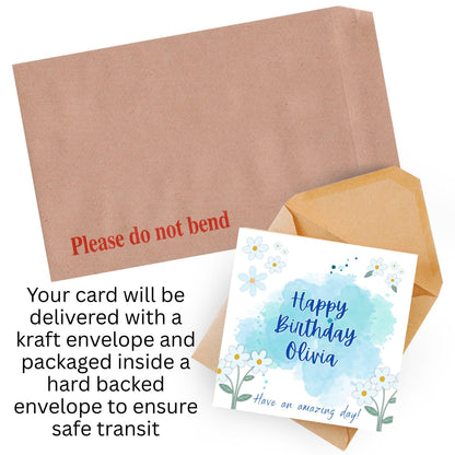 Personalised Birthday Card, Card for Sister, Girly Card, Choice of Colours, Card for Friend, Name Card, Happy Birthday