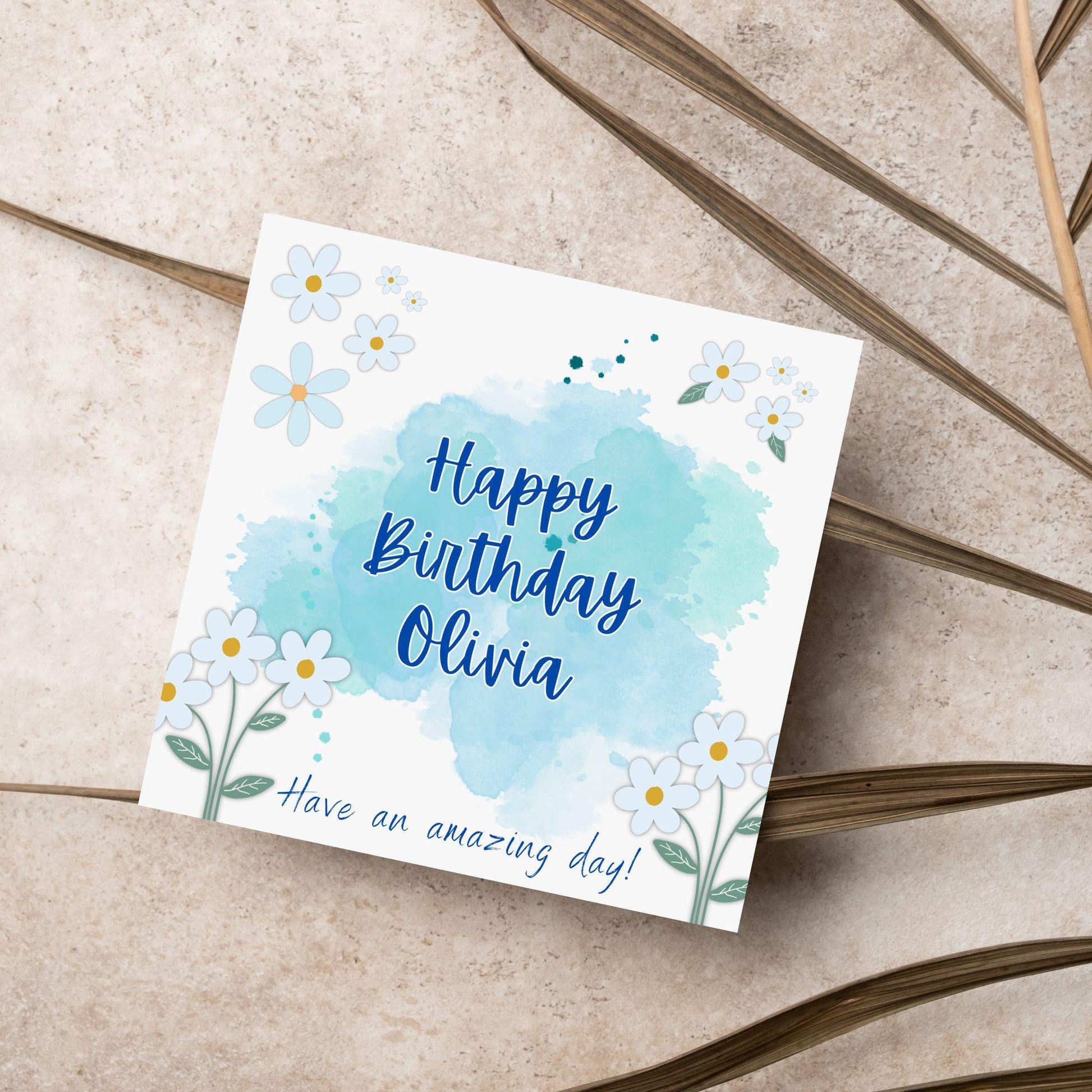 Personalised Birthday Card, Card for Sister, Girly Card, Choice of Colours, Card for Friend, Name Card, Happy Birthday