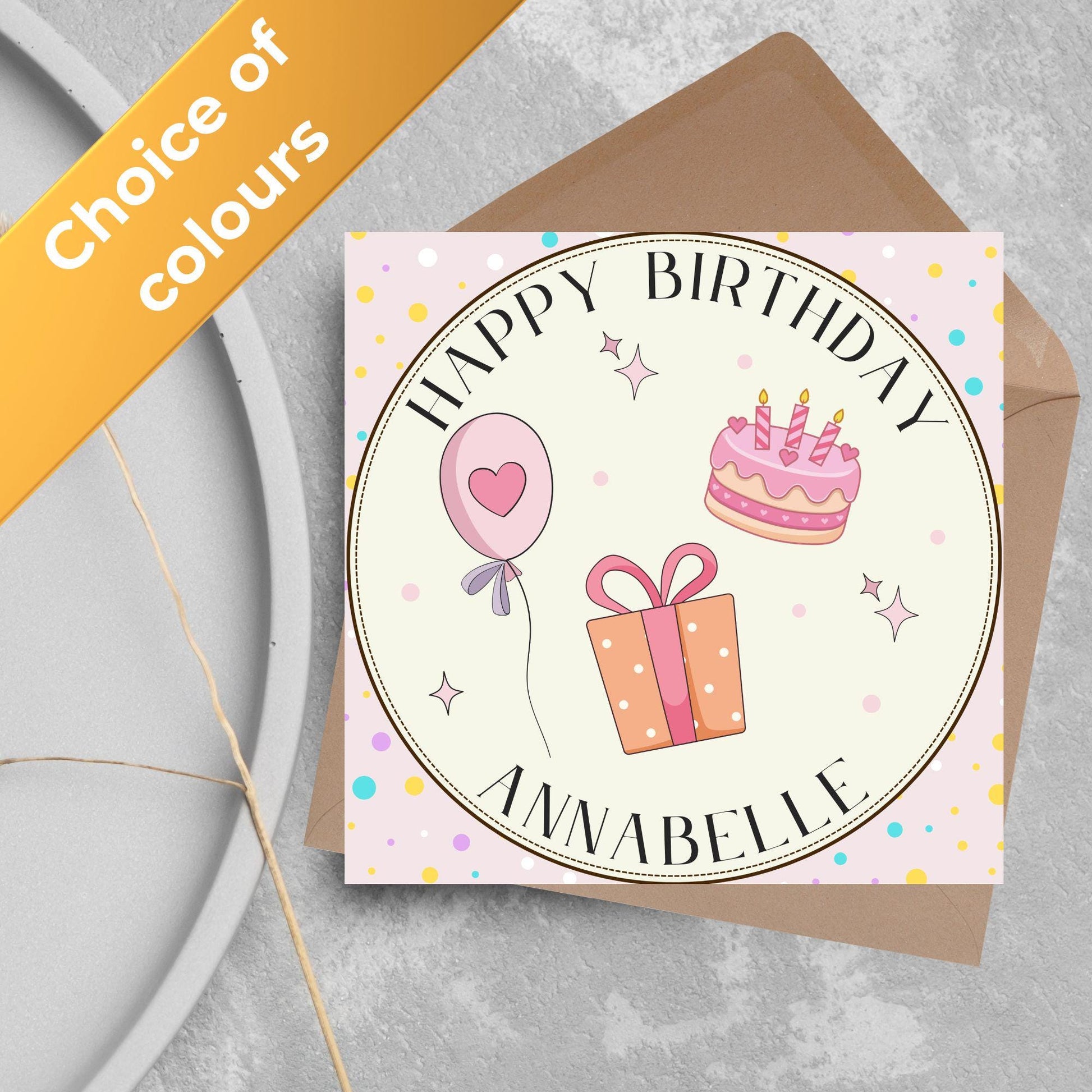 Personalised Birthday Card, Sister, Friend, Name, Choice of Colours