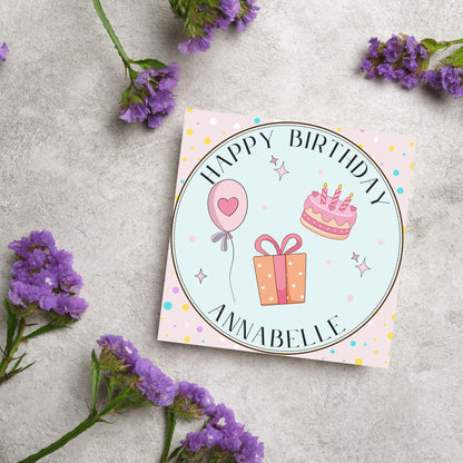 Personalised Birthday Card, Sister, Friend, Name, Choice of Colours