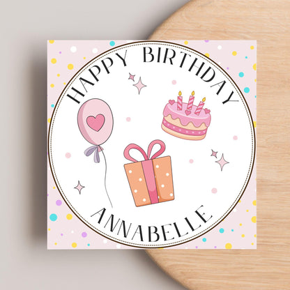 Personalised Birthday Card, Sister, Friend, Name, Choice of Colours