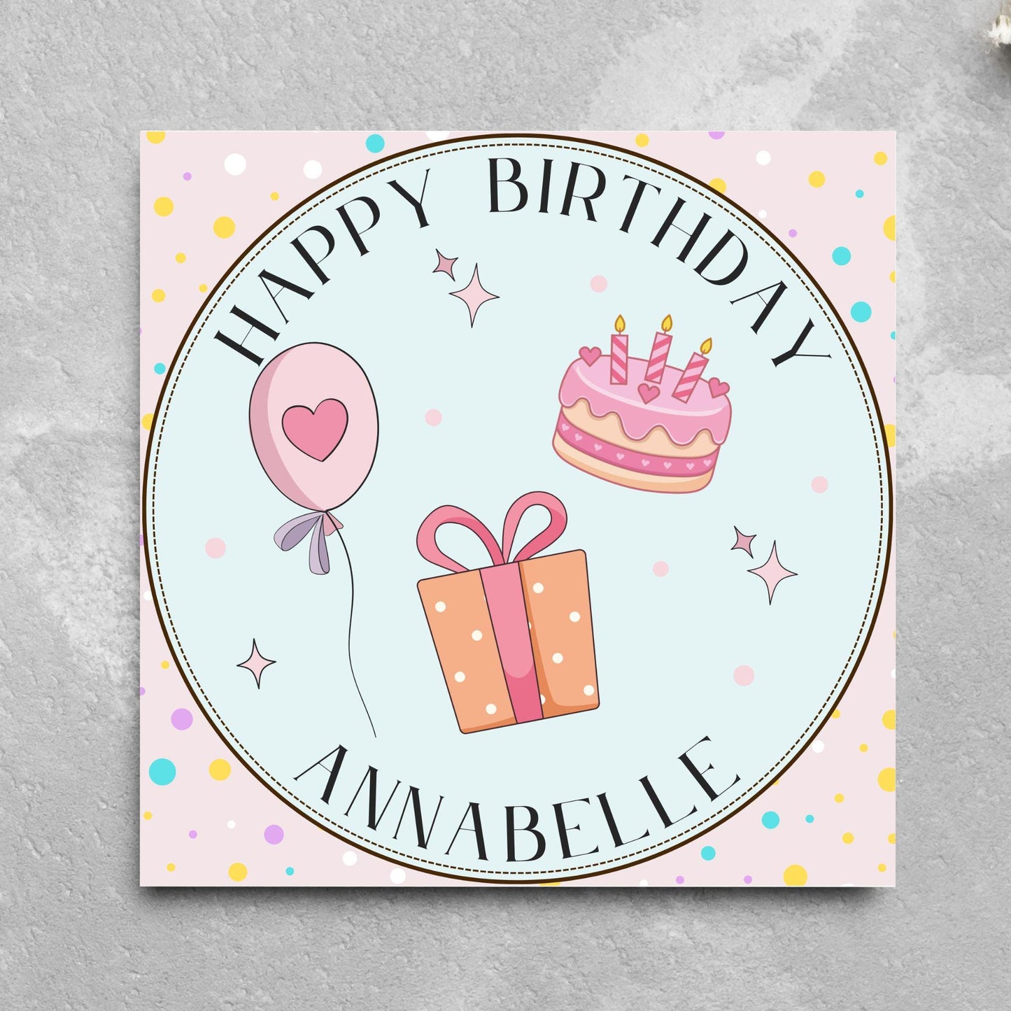 Personalised Birthday Card, Sister, Friend, Name, Choice of Colours