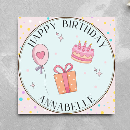 Personalised Birthday Card, Sister, Friend, Name, Choice of Colours