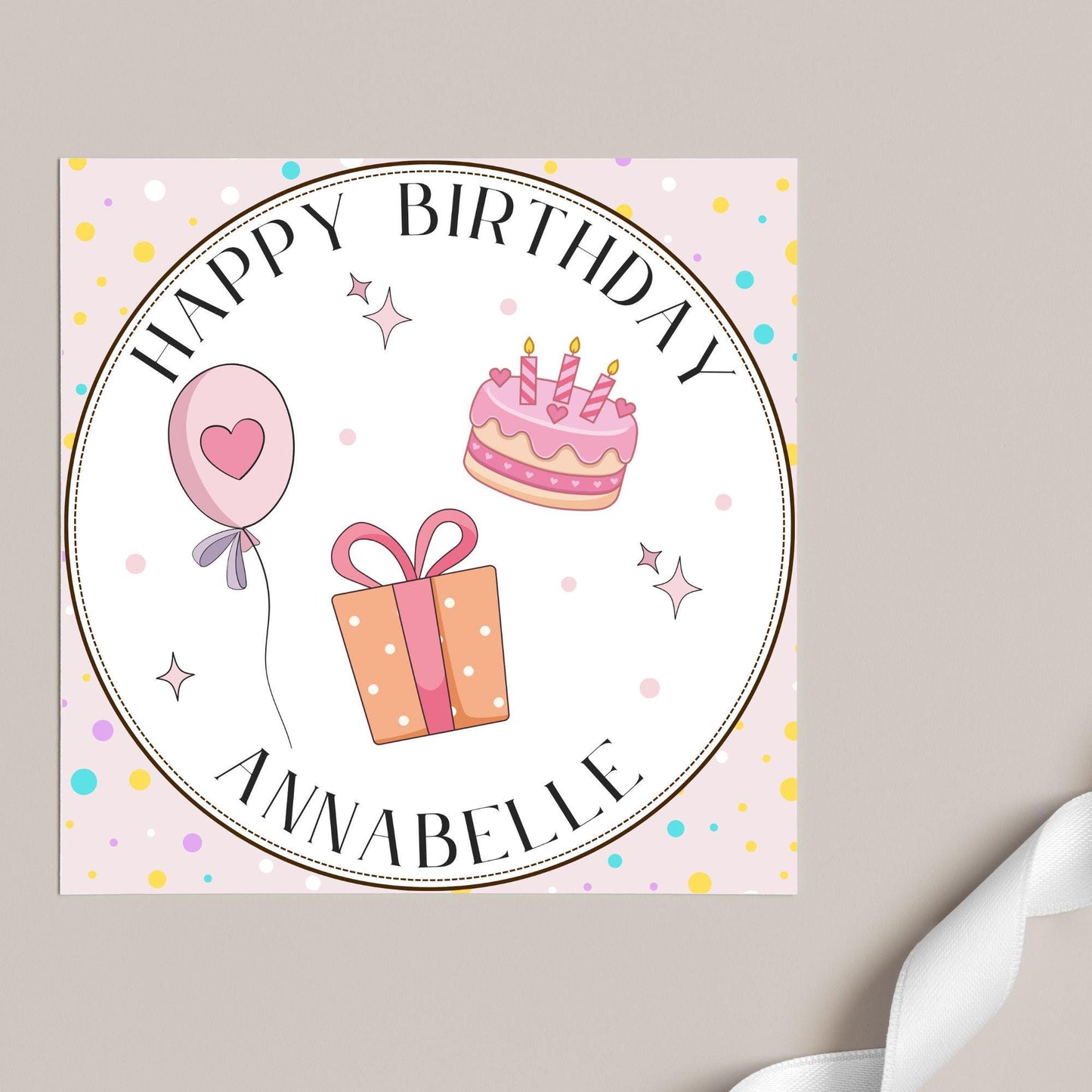 Personalised Birthday Card, Sister, Friend, Name, Choice of Colours