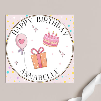 Personalised Birthday Card, Sister, Friend, Name, Choice of Colours