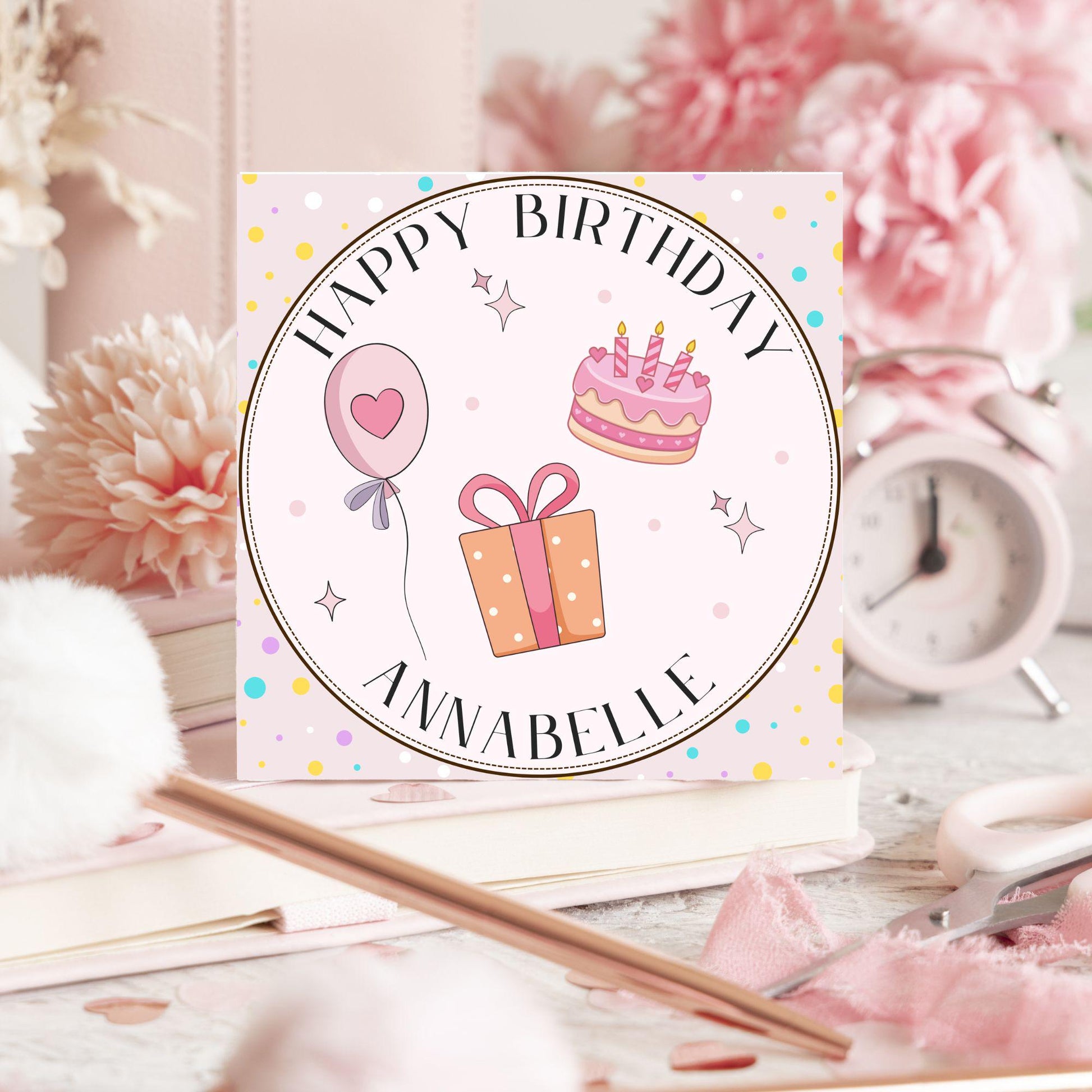 Personalised Birthday Card, Sister, Friend, Name, Choice of Colours