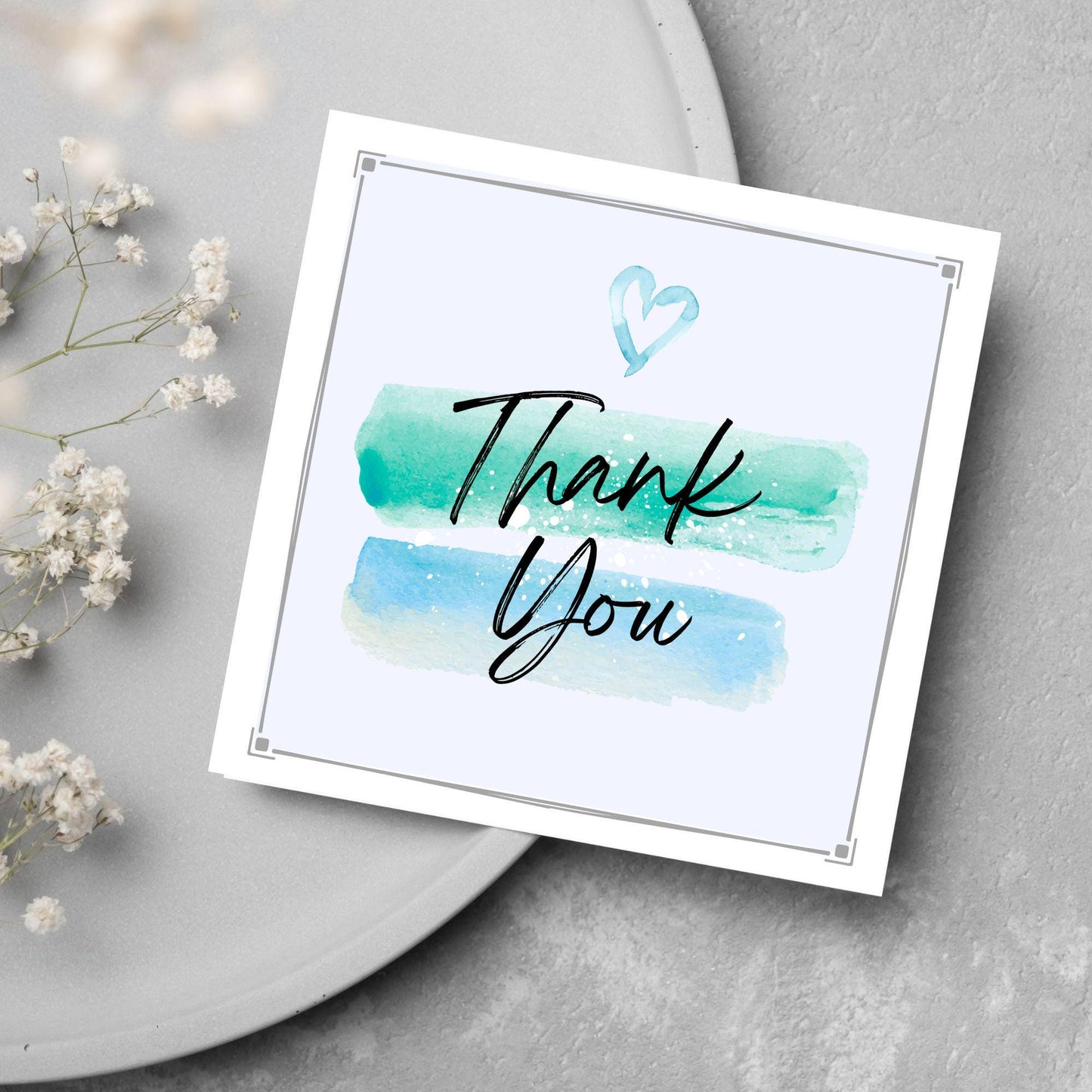 Thank You Card, Multiple Colour Options, Thanks card for Friend, Gratititude, Watercolour Design