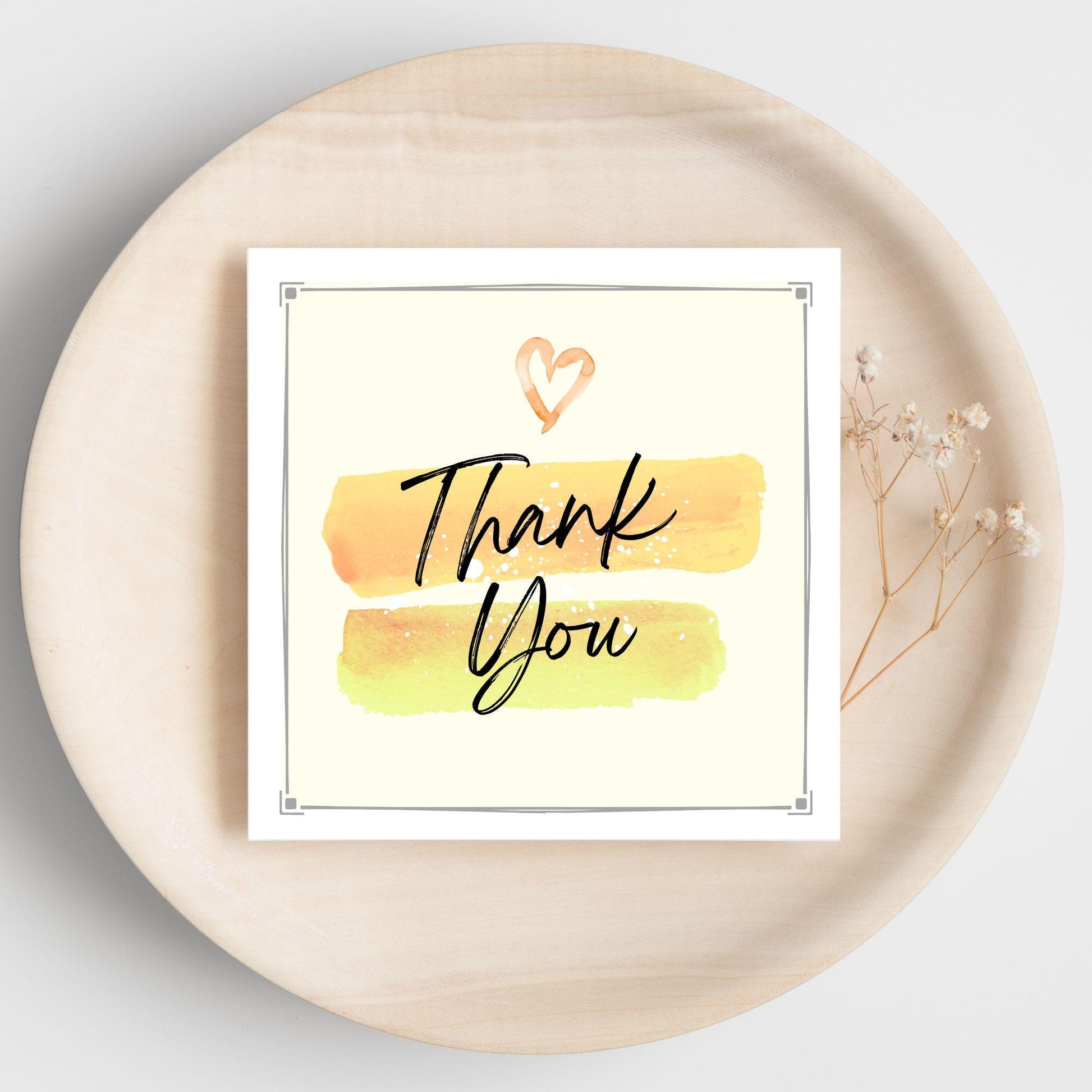 Thank You Card, Multiple Colour Options, Thanks card for Friend, Gratititude, Watercolour Design