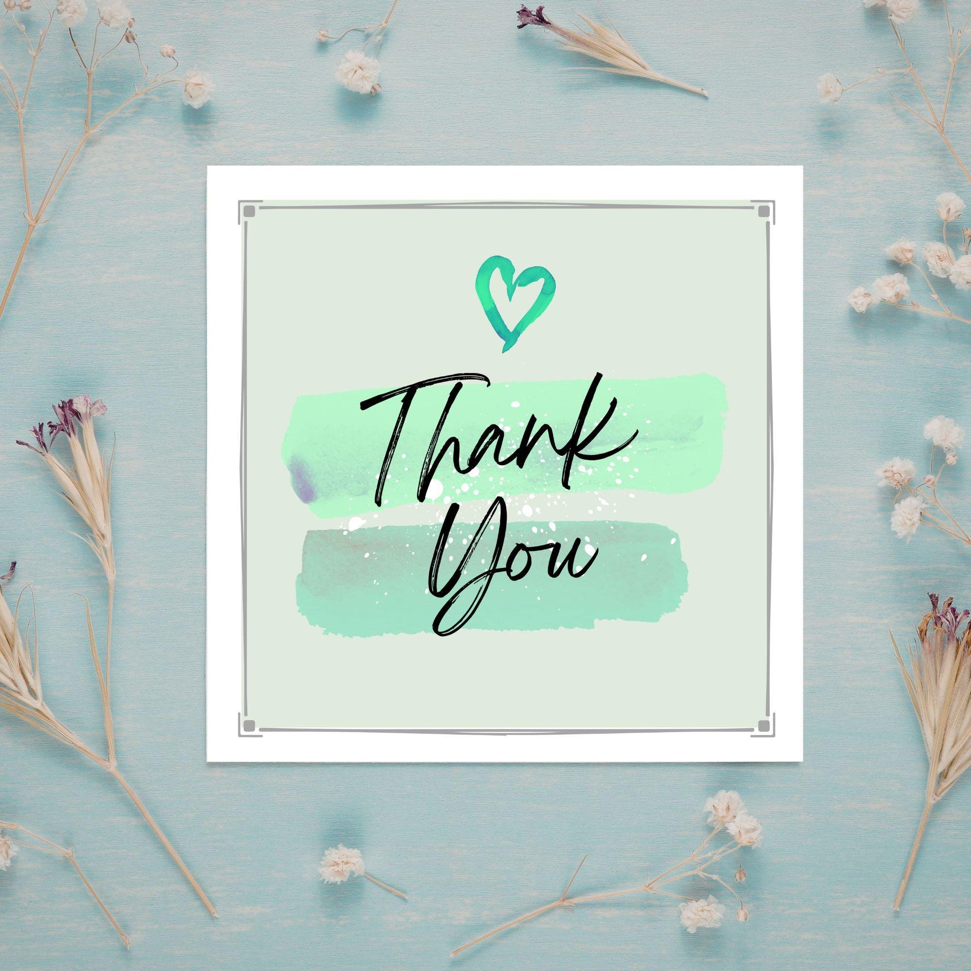 Thank You Card, Multiple Colour Options, Thanks card for Friend, Gratititude, Watercolour Design