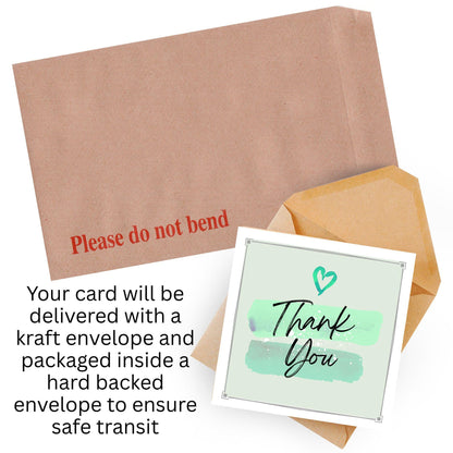 Thank You Card, Multiple Colour Options, Thanks card for Friend, Gratititude, Watercolour Design