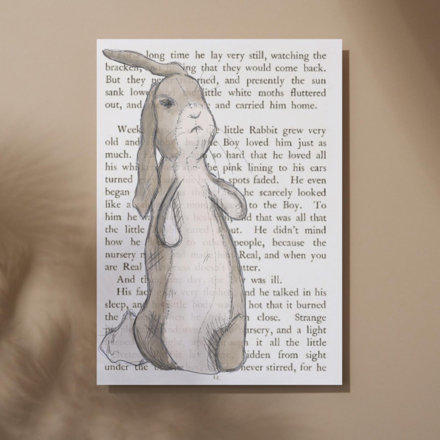 The Velveteen Rabbit Inspired A4 Print, Book Art, Nursery Wall Decor, Literature Poster