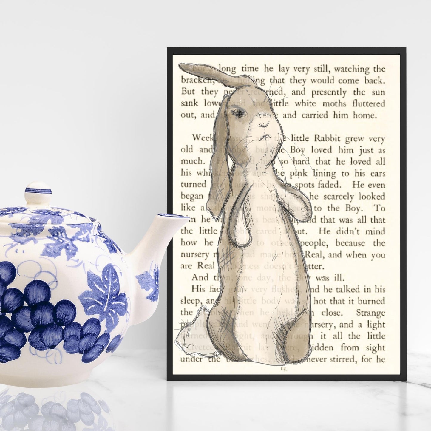 The Velveteen Rabbit Inspired A4 Print, Book Art, Nursery Wall Decor, Literature Poster