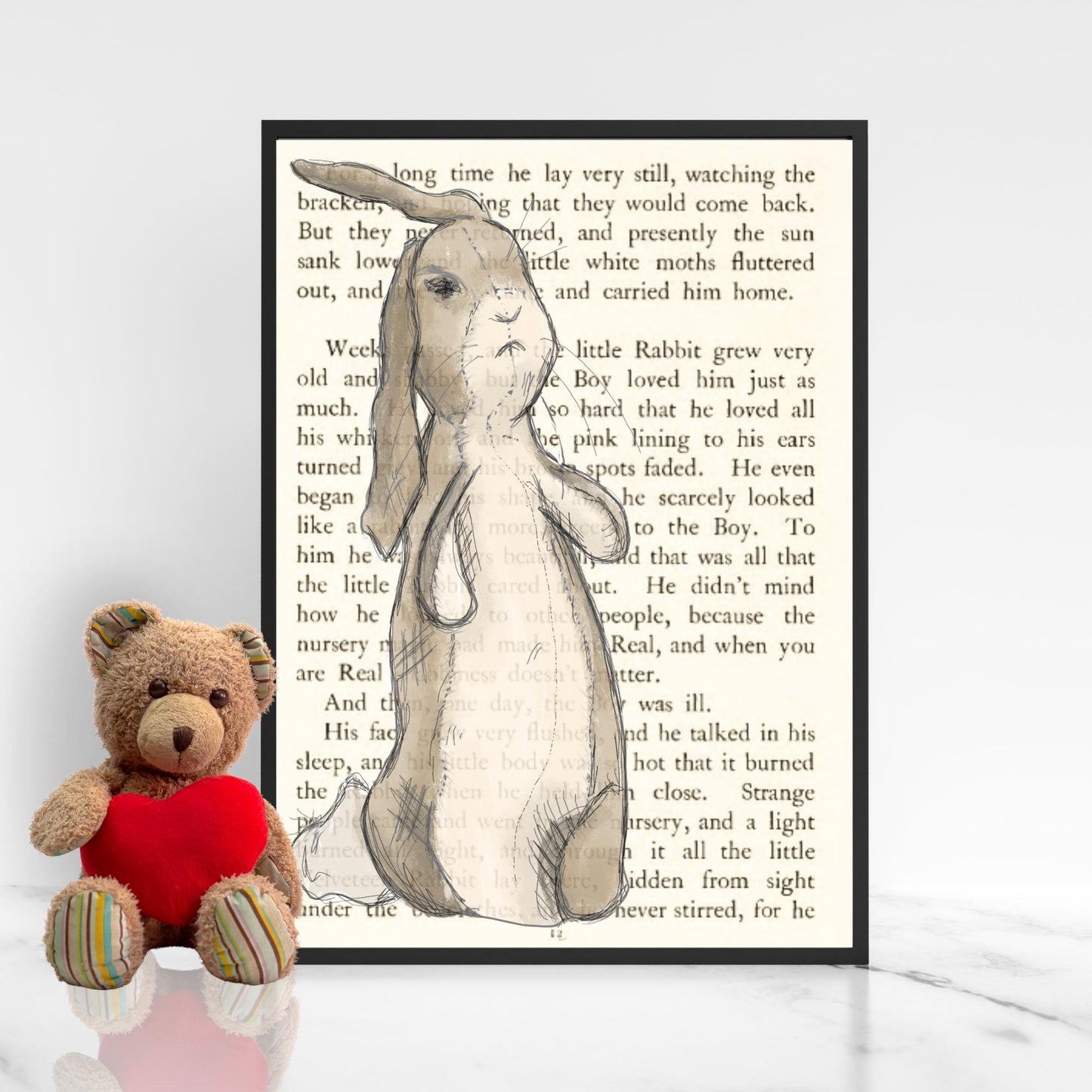 The Velveteen Rabbit Inspired A4 Print, Book Art, Nursery Wall Decor, Literature Poster