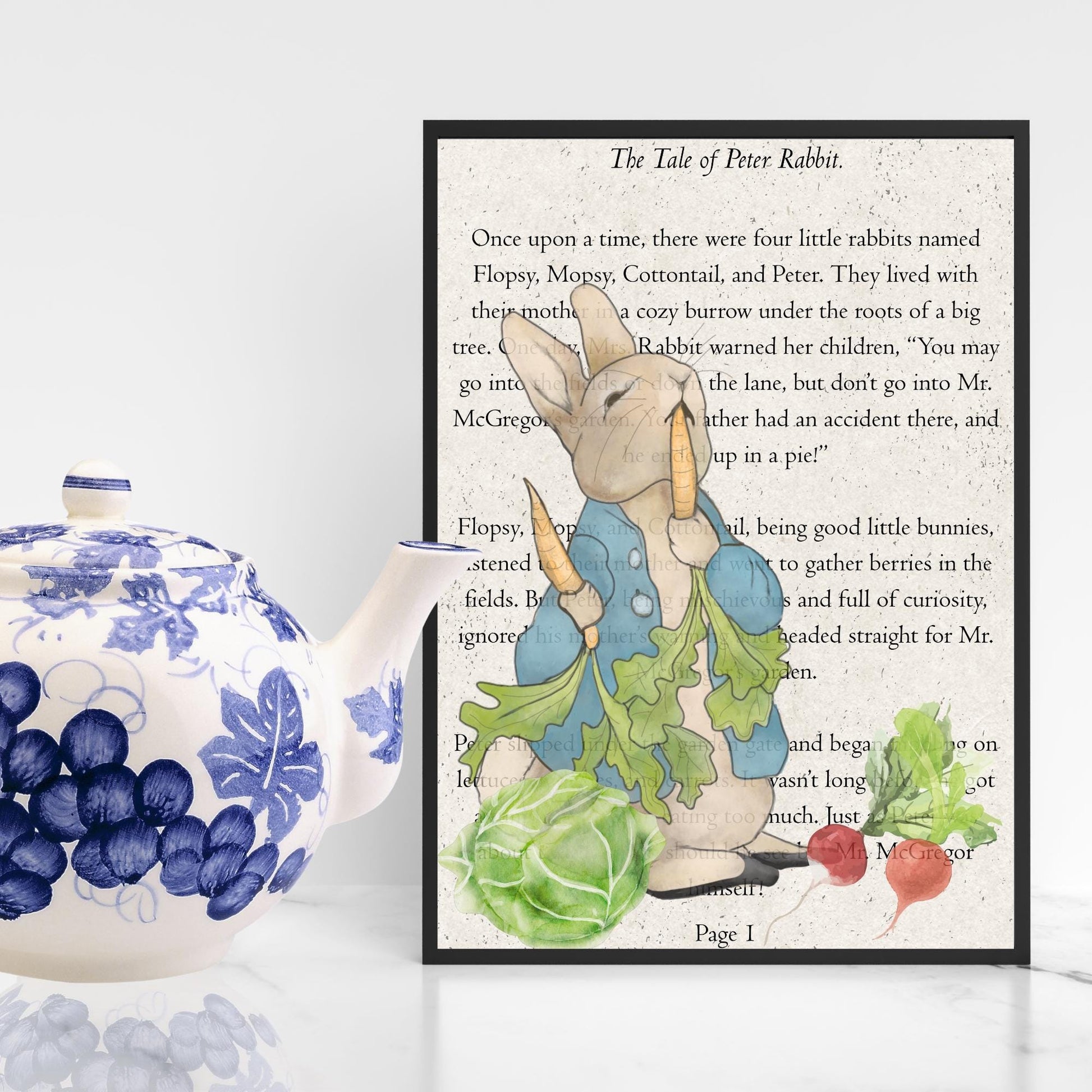 Peter Rabbit Inspired A4 Print, Book Art, Nursery Wall Decor, Literature Poster