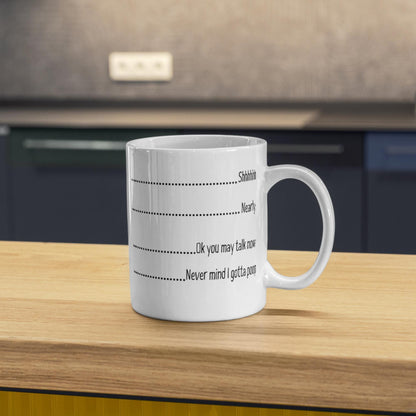 Coffee Levels Mug, Ceramic Coffee Cup, Funny Office Gift for Caffeine Addict