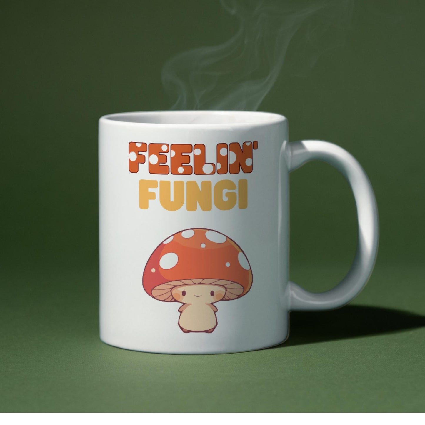 Feeling Fungi Mug, Ceramic Coffee Cup, Mushroom Mug, Funny Gift
