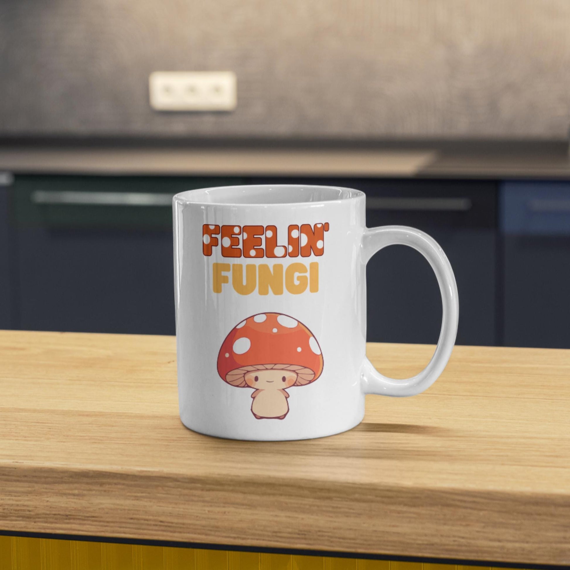 Feeling Fungi Mug, Ceramic Coffee Cup, Mushroom Mug, Funny Gift