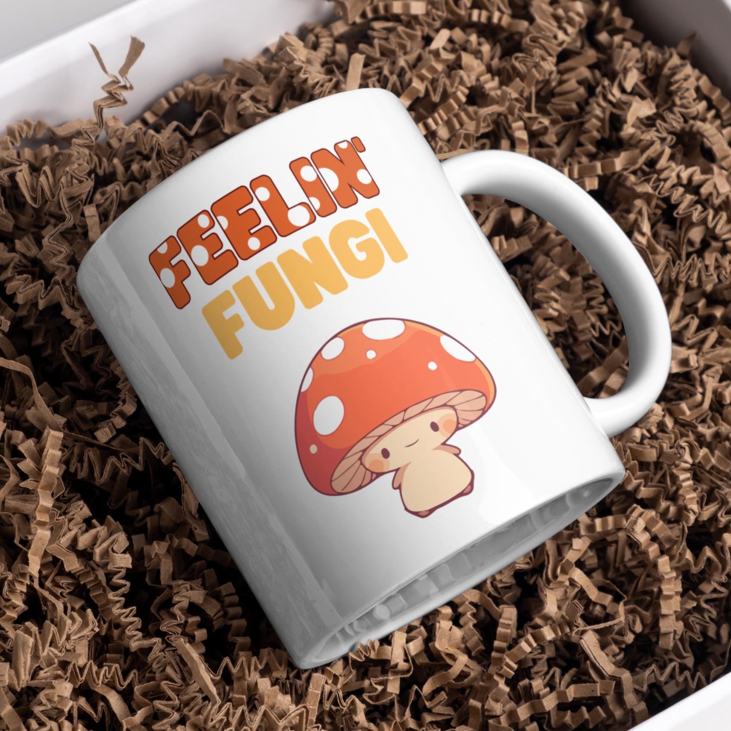 Feeling Fungi Mug, Ceramic Coffee Cup, Mushroom Mug, Funny Gift