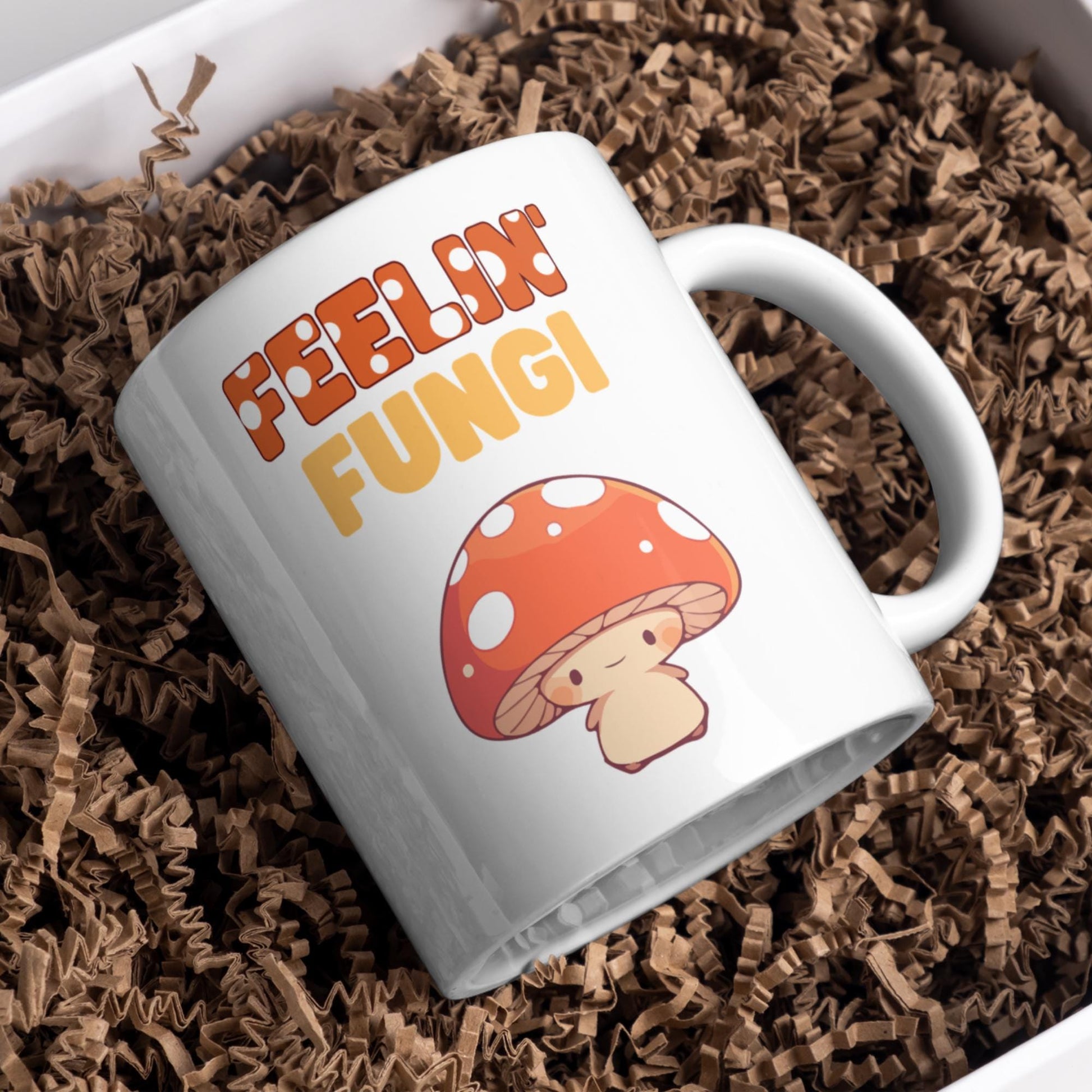 Feeling Fungi Mug, Ceramic Coffee Cup, Mushroom Mug, Funny Gift