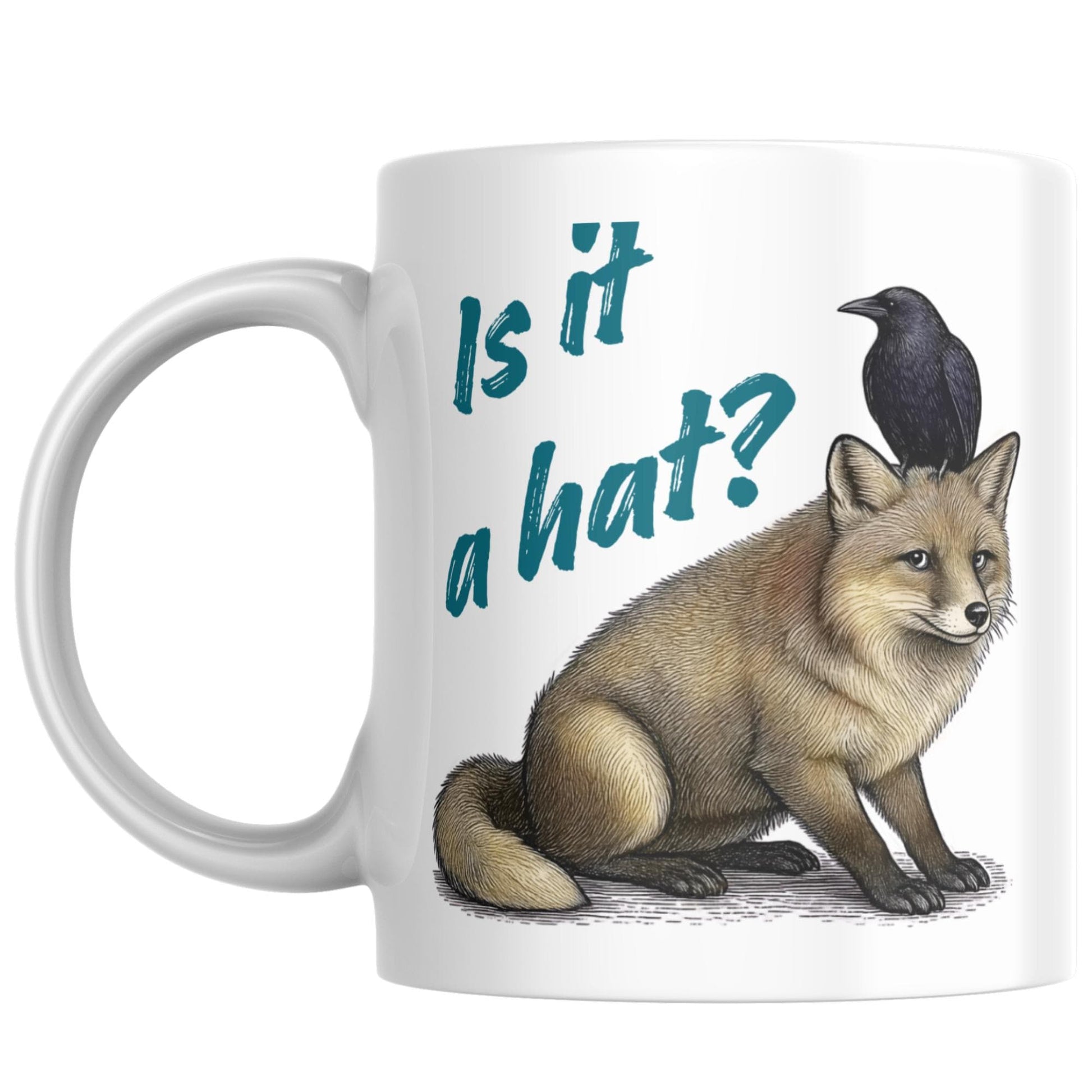 Fox and Crow Mug, Cute Coffee Cup, Corvid, Funny Gift for Fox Lover