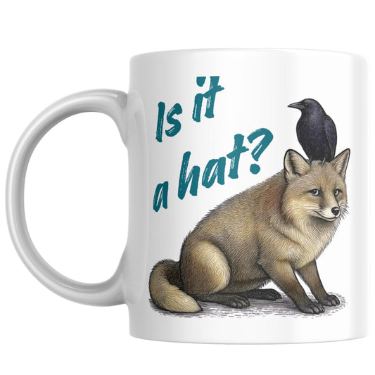 Fox and Crow Mug, Cute Coffee Cup, Corvid, Funny Gift for Fox Lover