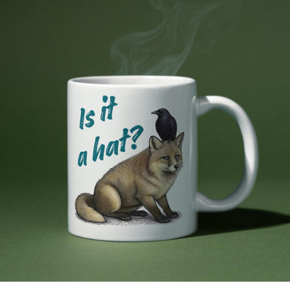 Fox and Crow Mug, Cute Coffee Cup, Corvid, Funny Gift for Fox Lover