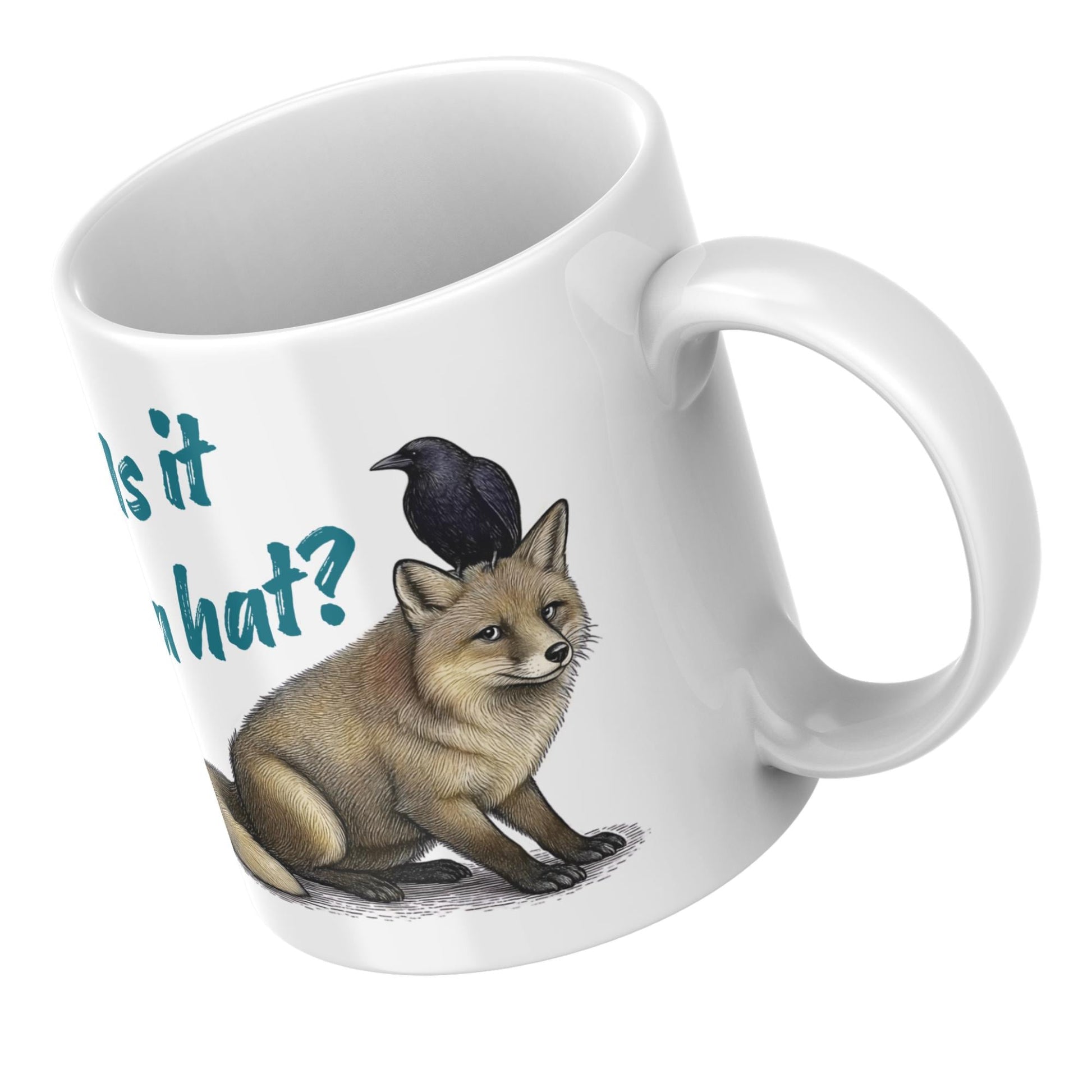 Fox and Crow Mug, Cute Coffee Cup, Corvid, Funny Gift for Fox Lover