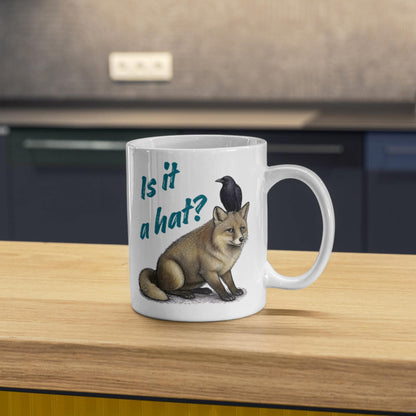Fox and Crow Mug, Cute Coffee Cup, Corvid, Funny Gift for Fox Lover
