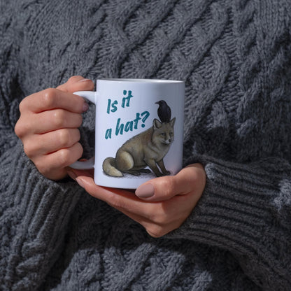 Fox and Crow Mug, Cute Coffee Cup, Corvid, Funny Gift for Fox Lover
