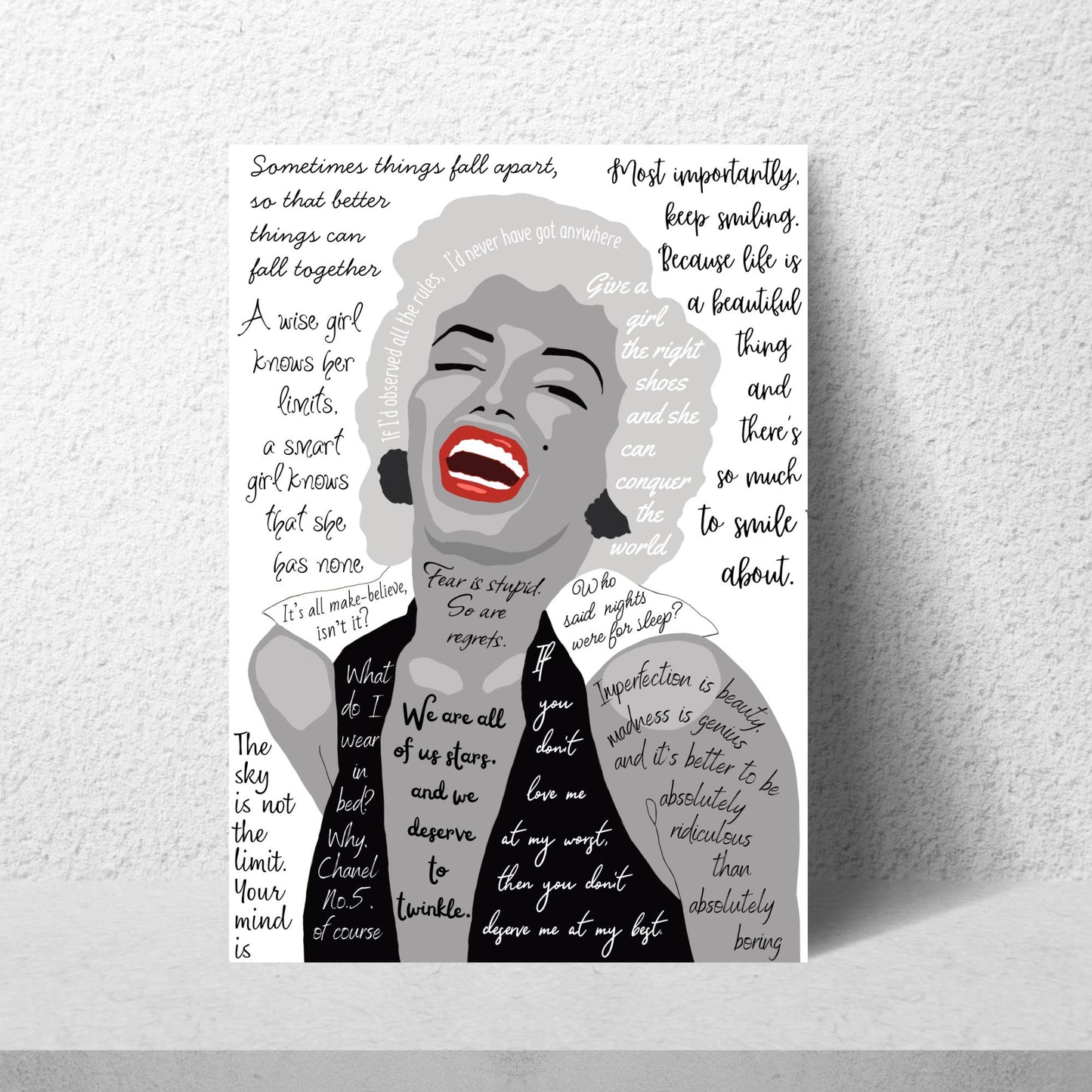 Marilyn Monroe Wall Art, Quote Poster, A4 Print, Norma Jean, 50's Decor