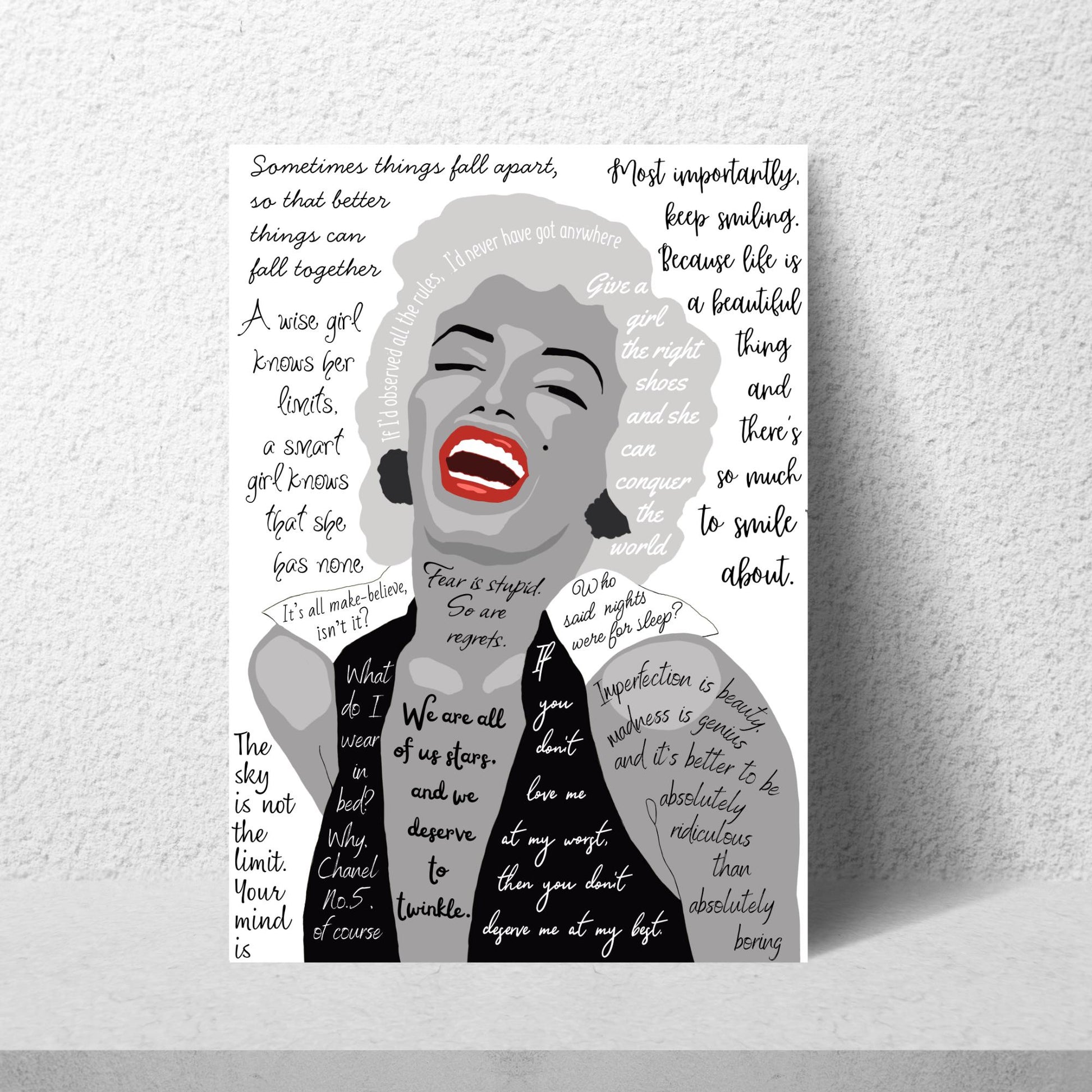 Marilyn Monroe Wall Art, Quote Poster, A4 Print, Norma Jean, 50's Decor