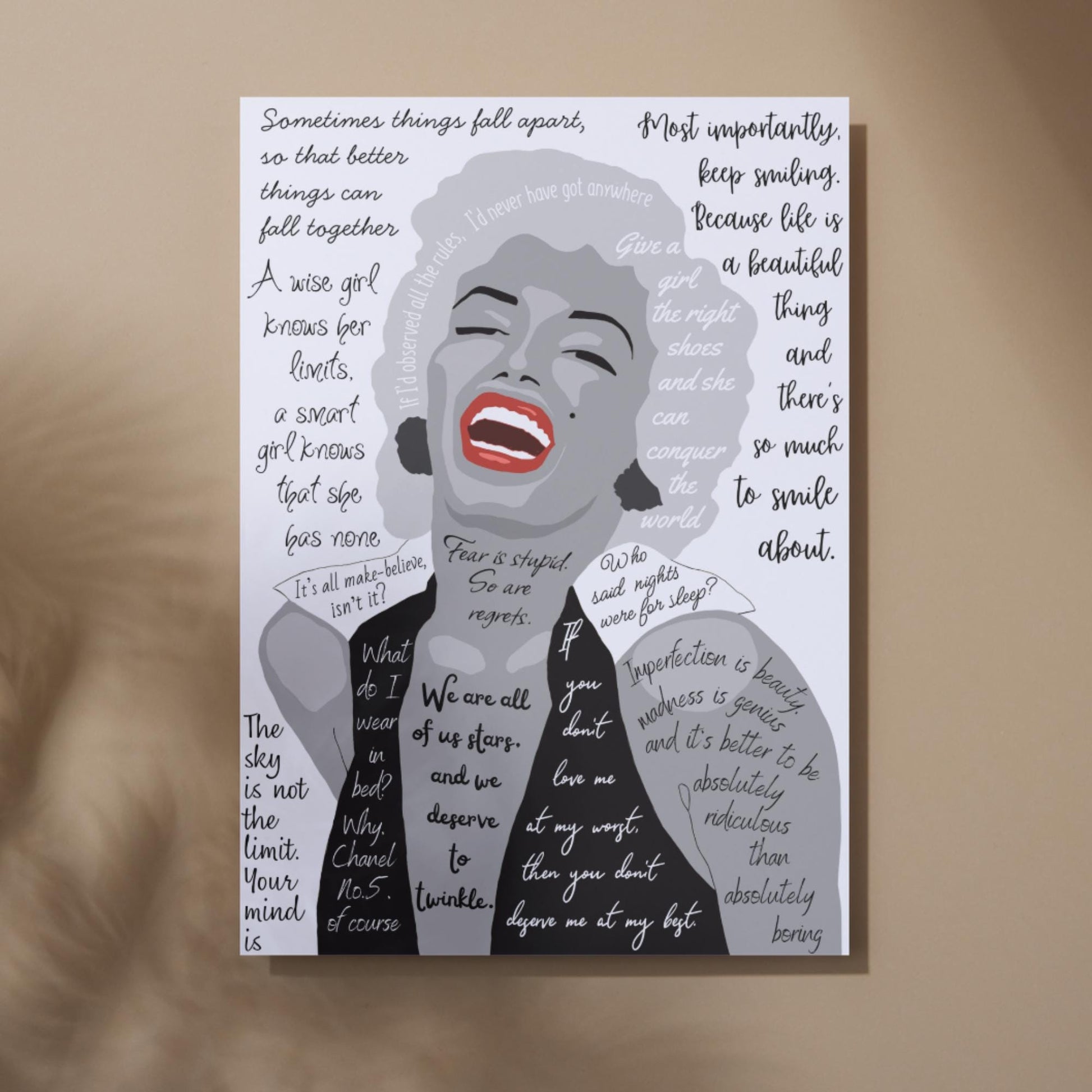 Marilyn Monroe Wall Art, Quote Poster, A4 Print, Norma Jean, 50's Decor