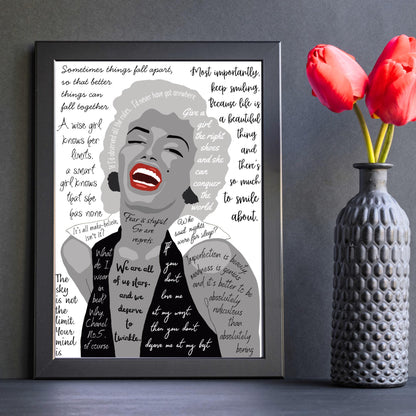 Marilyn Monroe Wall Art, Quote Poster, A4 Print, Norma Jean, 50's Decor