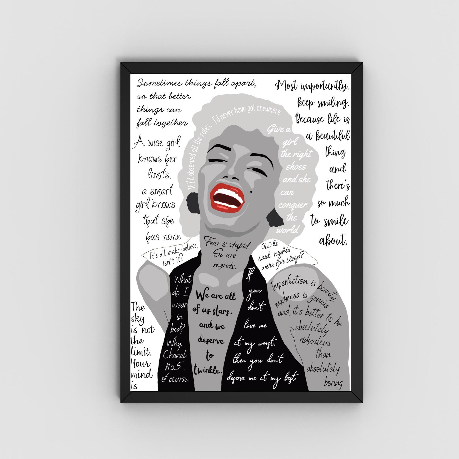 Marilyn Monroe Wall Art, Quote Poster, A4 Print, Norma Jean, 50's Decor